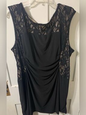 Avenue Black Lace Accented Sleeveless Dress- US Size 26/28